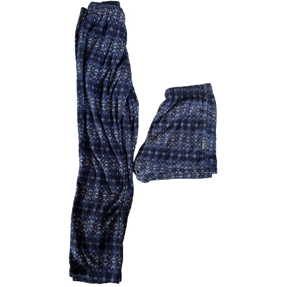 Eddie Bauer Sleepwear Pants Shorts Set Womens Small Blue Fair Isle Thermal PJ